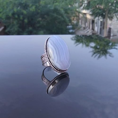 Blue Lace Agate Ring, Statement Ring, Big Gemstone Ring, Vintage Style, Agate Ring, Weding Ring, Handmade Ring, Gift For Her, 925 Sterling Silver Ring, Christmas Day Gift, Unique Jewelry
