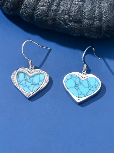 Dorunmo s925 Sterling Silver Western Dangle Drop Earrings Birthday Jewelry Gifts for Women - style: Turquoise+Heart