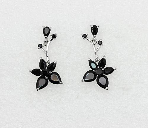 Faship Gorgeous CZ Crystal Floral Necklace Earrings Set - color: Black