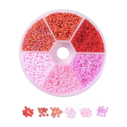 1Box 12/0 Glass Seed Beads 2mm Small Beads Round Loose Spacer Bead for DIY Friendship Bracelet Necklace Earring Summer Jewelry Making Phone Starp Craft Supplies Hole: 1~1.5mm About 600pcs/box Red - color: Red-2mm
