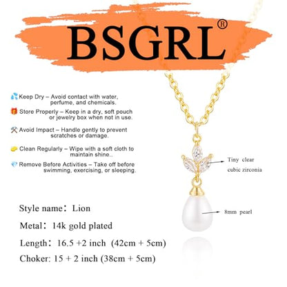 Pearl Necklace for Women- 14K Gold-plated/White Gold-plated Dainty Pearl Necklace for Women - color: Gold CZ pearl 327