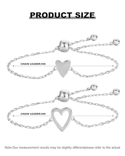Matching Heart Bracelets for Mommy and Me Adjustable Hearts Charm Chain Bracelet Matching Mother Daughter Bracelets Set for 2 Birthday Mothers Day Gifts - color: A1:silver heart bracelets