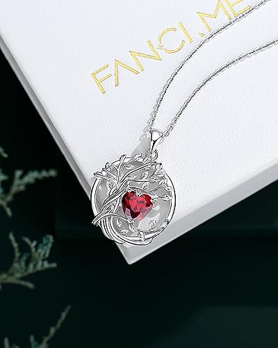 FANCIME Tree of life Birthstone necklace Sterling Silver Pendant Birthstone Necklace Gemstone Anniversary Birthday Jewelry Mothers Day Gifts for Mom Her Wife - color: Jul.-Ruby