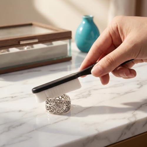 Jewelry Cleaning Polishing Cloth Kit with Soft Fabric and Plastic Brushes for Silverware and Watches, Tarnish Remover for Business Trips and Travel