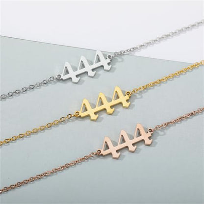 PAURO Women's Angel Number Bracelet Ankle Anklet Chain Adjustable | Stainless Steel, Minimalist Numerology Spiritual Statement Jewelry Gift - color: Gold 444, 5.5+2.8inch