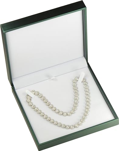 Green Big Necklace Chain Jewelry Gift Box Luxury Soft Touch PU Leather | A large pendant storage holder case for women men wedding engagement giftgiving(not big enough for chunky necklaces) - color: Green PU Big Necklace Box