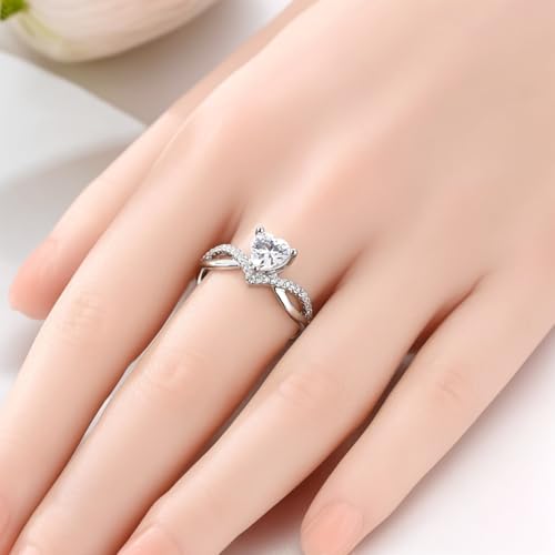 925 Sterling Silver Adjustable Rings for Women 14K Gold Plated Thumb Rings | Stackable Statement Eternity Rings Dainty Starfish Star Moon Heart Lucky Open Ring Trendy Jewelry Birthday Gifts for Ladies - color: Love zircon ring