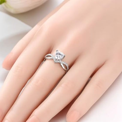 925 Sterling Silver Adjustable Rings for Women 14K Gold Plated Thumb Rings | Stackable Statement Eternity Rings Dainty Starfish Star Moon Heart Lucky Open Ring Trendy Jewelry Birthday Gifts for Ladies - color: Love zircon ring