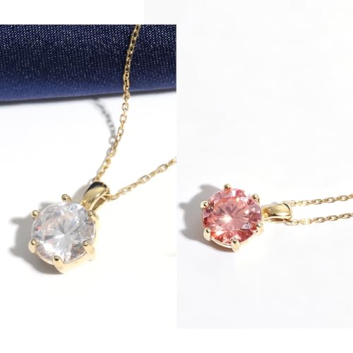 Cubic Zirconia Necklace Stainless Steel Color Change Synthetic Alexandrite/Solitaire Necklace Pendant Women - color: Round-Alexandrite-G