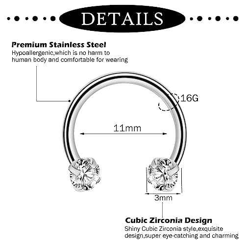 ONESING 53-80 Pcs Septum Rings 16g, Septum Rings for Women Septum Piercing Jewelry Horseshoe Nose Hoop Rings Lip Tragus Cartilage Earrings Stainless Steel Body jewelry 10mm - color: MixcolorD-80 Pcs