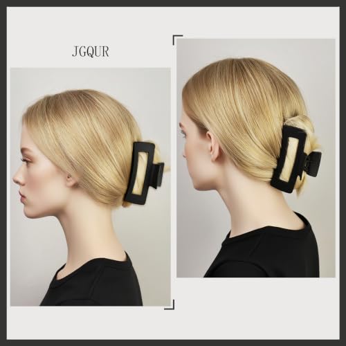 8pcs Black Hair Accessories Set – Square Hair Clips for Women, Satin Hair Scrunchies for Thick Thin Hair, Non-Slip Matte Hair Claws, Birthday Gift - color: All Black Set