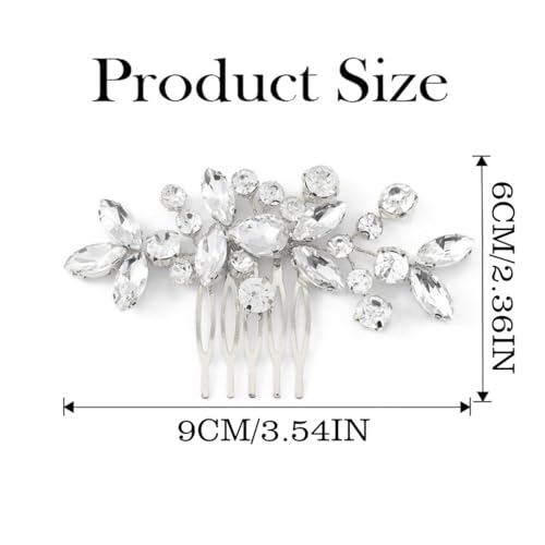 JAKAWIN Bridal Hair Accessories Wedding Hair Clip Silver Hair Comb Women | Crystal Rhinestone Bride Headpiece - color: Silver