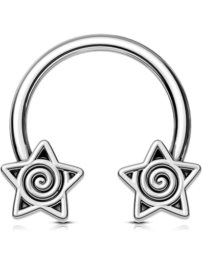 OUFER Septum Rings 16g Septum Jewelry Star Daith Earrings Gothic Tragus Helix Piercing Jewelry for Women Men - color: Black