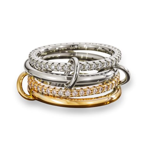 Gold Stackable Rings for Women Non Tarnish, Dainty Stackable 18k Gold Plated CZ Cubic Zirconia Rings, Gold Knuckle Women Rings Set - color: G3, size: 6