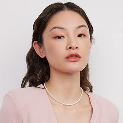 Aleasha Faux Pearl Strand 4mm-10mm 14"-22" White Pearl Necklace Choker Women Men Wedding Jewelry - color: White-4mm, size: 20inches