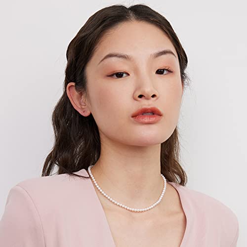 Aleasha Faux Pearl Strand 4mm-10mm 14"-22" White Pearl Necklace Choker Women Men Wedding Jewelry - color: White-4mm, size: 18inches