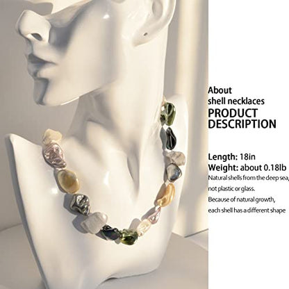 Pearl Choker Necklace for Women Boho Beaded Statement Necklace with Black White Large Freshwater Pearls Silver Fashion Jewelry Gift - color: Colorful