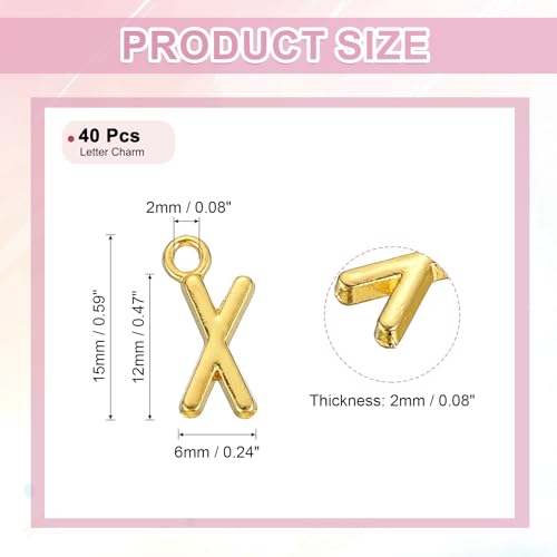 uxcell Letter Charm, Alloy Letter Initial Alphabet Charm for DIY Craft Jewelry Making Bracelets Earrings Necklace - color: Gold - X