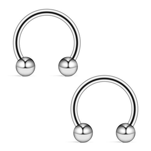 8PCS Assorted Colors Stainless Steel Body Jewelry Ball Eyebrow Ear Navel Belly Lip Piercing Bar Ring 16G 8mm - style: Nose Ring with Balls