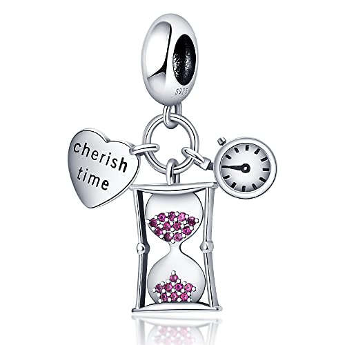 Pandach 925 Sterling Silver Charms for Bracelets and Necklaces Travel Round The World Beads Charms Relaxation Dangle Pendant,Jewelry Beads Gifts for Women - style: Calculator Time Charm