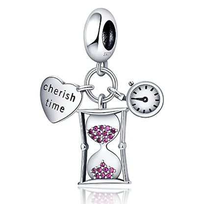 Pandach 925 Sterling Silver Charms for Bracelets and Necklaces Travel Round The World Beads Charms Relaxation Dangle Pendant,Jewelry Beads Gifts for Women - style: Calculator Time Charm