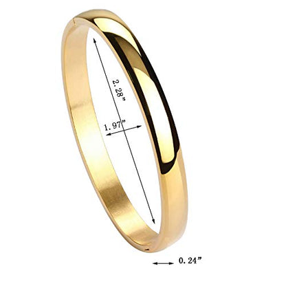 Stainless Steel Bracelet for Women Girls High Polished Bracelet Grooved Cuff Bangle 7" - style: 6mm Wide