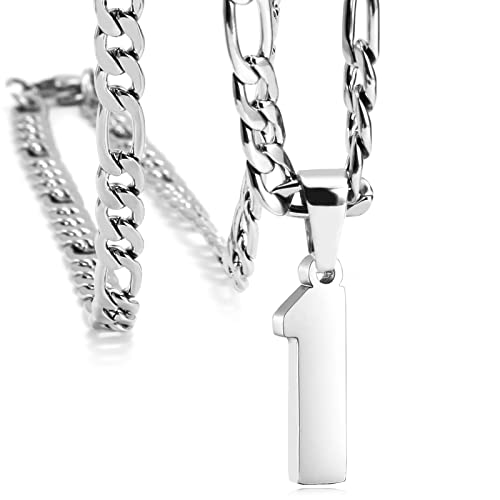 Personalized Number Necklaces for Mens,Stainless Steel Number Pendant Chain | Athletes Jersey Number Necklace;Baseball Basketball Football Sport Teams;Birthday Graduate Gift;Womens Mens Player - color: Silver, style: 1 Silver
