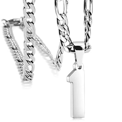Personalized Number Necklaces for Mens,Stainless Steel Number Pendant Chain | Athletes Jersey Number Necklace;Baseball Basketball Football Sport Teams;Birthday Graduate Gift;Womens Mens Player - color: Silver, style: 1 Silver
