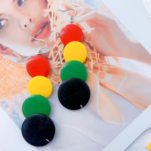 ONLYJUMP Colorful Ethnic Wooden Jewelry Set for Women Round Statement Dangle Earrings Multilayered Geometric Beaded Bracelet Necklace Exaggerated Tribal Style Jewelry - color: Colorful A