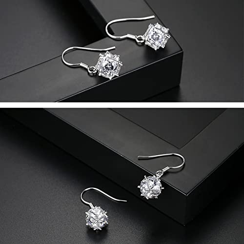 Dainty Solitaire Necklaces Stud Earrings Set For Women,White Gold Plated Simple Prom Jewelry Set Cubic Zirconia Pendant Choker Necklace And Earring Sets Wedding Jewelry For Bridal - color: CZ ball necklace stud set