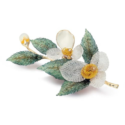 SHE'S FREE STYLE JUST FOR YOU Snail Brooches and pins for women, Sparkling Cubic Zirconia & Pearl Copper Pin, 2.36" Long Clasp Design Playful Jewelry Brooch - color: White Rose