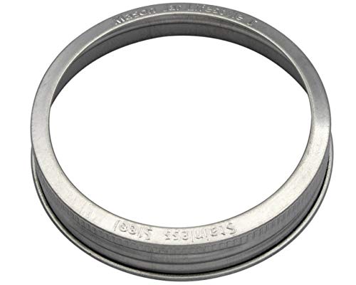 Mason Jar Lifestyle Stainless Steel Rust Proof Bands/Rings with Stamped Logo (5 Pack, Wide Mouth) - size: Wide Mouth