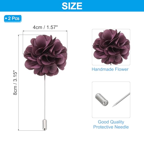 PATIKIL Flower Boutonnieres Pin, Lapel Pin for Men Camellia Flower for Suit Wedding Graduation Anniversary Graduation Outfit Accessories - color: Dark Purple