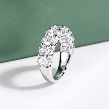 Moissanite Eternity Rings, S925 Sterling Silver Anniversary Band for Women - style: 4.5 CT Exquisite Fancy-Cut