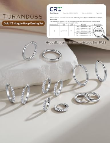 Hypoallergenic Gold Huggie Hoop Earrings Set for Women Girls | 14K Gold Plated, Small Hoop Earrings Set, Gold Hoop Earring for Women, Huggie Hoop Earrings, Hypoallergenic Gold Earrings - color: Silver Plated