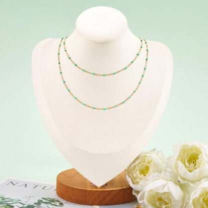 KYUNHOO 16.4FT/5M Gold Plated Jewelry Chains Bulk for Necklace Crafting | Bright Green Bead Cable Links Stainless Steel Enamel Chain for Earring Bracelet Making with Jewelry Accessories - color: gold-light green