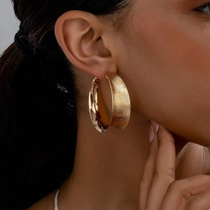 Large Gold Hoop Earrings Lightweight big Earrings for Women Silver Chunky Earrings Big Hoop Earrings for Wedding 70s Jewelry
