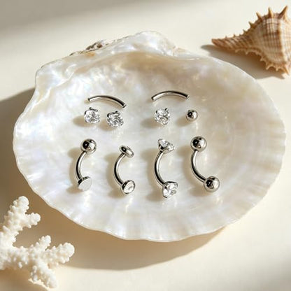 G23 Titanium Rook Piercing jewelry 16G Eyebrow Rings Curved Navel Barbell | Internally Threaded Dainty Helix Earrings Curved Barbell Small Belly Button Rings for Women - color: F, size: Length:10mm