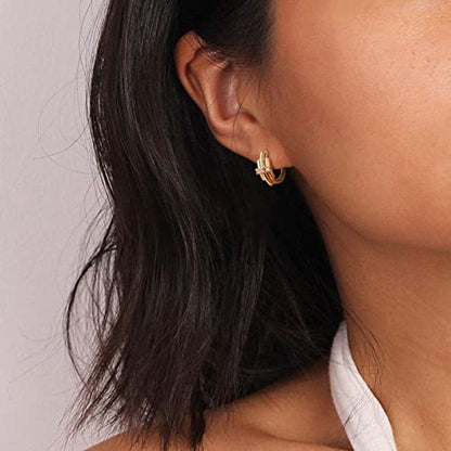 Cubic Zirconia Huggie Earrings 14k Gold Plated Tiny Earrings Small Huggie Hoop Earrings Simple Lightweight Hoops Gift for Women - color: 3Vertical drilling