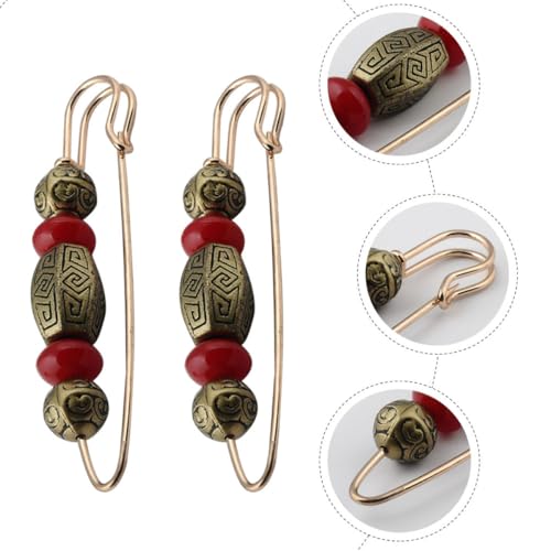 Artibetter 2pcs Retro Brooch Suit Collar Pin Cardigan Clip Sweater Shawl Clip for Women Vintage Clothing Accessory