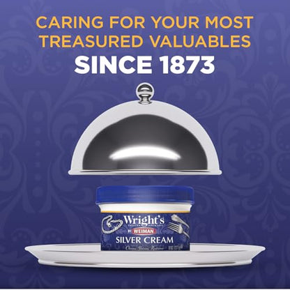 Wright's by Weiman Silver Cleaner and Polish Cream - Gently Clean and Remove Tarnish without Scratching, Ammonia-Free, 8 Ounce, 2 Pack with Polishing Cloth - style: (Pack of 2)