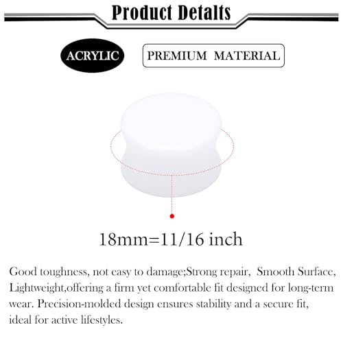6G-50mm Solid Ear Plugs Tunnels for Women Men Double Flared Saddle Ears Gauge Plug Stretcher Expander Piercing Body Jewelry Black White Clear 1 Pairs - color: White Tone, size: 18mm = 11/16 inch
