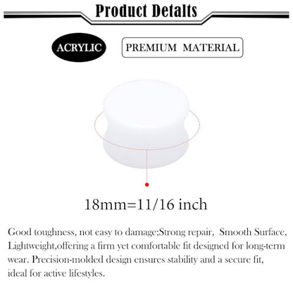 6G-50mm Solid Ear Plugs Tunnels for Women Men Double Flared Saddle Ears Gauge Plug Stretcher Expander Piercing Body Jewelry Black White Clear 1 Pairs - color: White Tone, size: 18mm = 11/16 inch