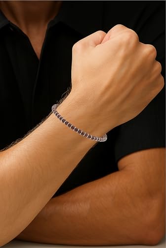 Beaded Bracelet for Men and Women – Natural Lava Gemstone Bracelet, Hematite and Stainless Steel – Adjustable, Durable and Elegant – Made in Italy - color: Red