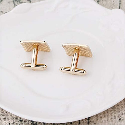 Black and Silver Gold Concentric Diamond Clear Crystal Dust Cufflinks, AILUOR Tuxedo Shirt Cufflinks French Style Shirt Studs - color: Gold