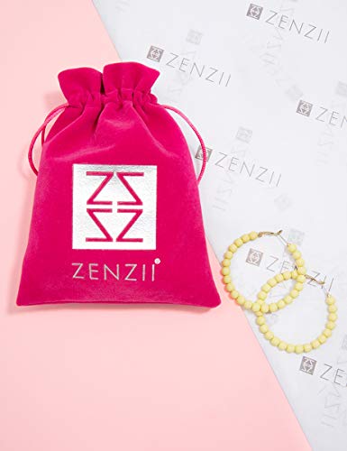 ZENZII Beaded Hoop Earrings Bohemian Circle Round Bead Earrings Chic Dangle Earrings for Women and Girls - color: Hot Pink