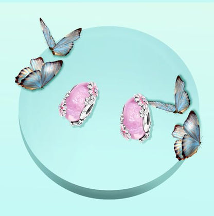 Annmors S925 Clip Spacer Safety Chain Stopper Charms for Pandora, Gift Mom Daughter Friend Sister Wife Grandma Girlfriend Fmaily On Christmas Mothers Valentines Halloween Graduation - color: G01-2Pcs Flower Murano Glass Spacers