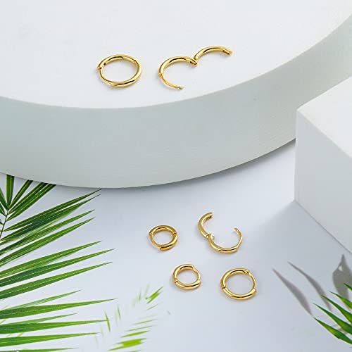 micuco Small Hoop Earrings for Women, Tiny Cartilage Hoop Earrings for Men | Helix Daith Tragus Ear Hugging Hoop Earrings Sleeper Hypoallergenic Earrings - style: B1: 6mm 14k Gold (1 Pair)