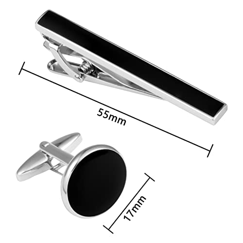 GWD Cufflinks and Tie Clip Set Personalized Cuff Links Business Wedding - style: Black-A