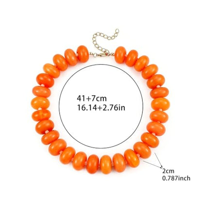 CSIYANJRY99 Chunky Beaded Necklace for Women, Large Colorful Resin Beads Statement Necklace, Boho Summer Beach Vacation Jewelry Gifts - color: Orange